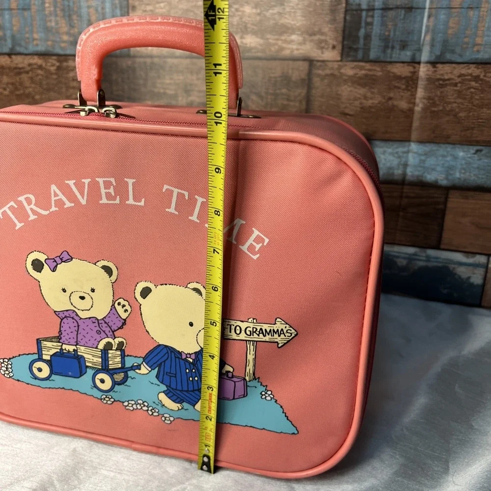 Vintage GOING TO GRANDMA'S Pink 1980s Childs Vinyl Suitcase Travel‎ Carry On